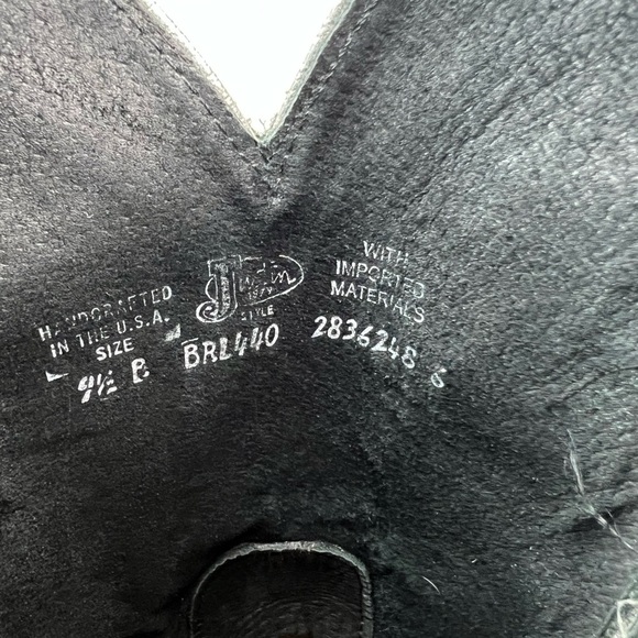 Justin Boots Womens Size 9.5B QUINLAN  BRL440 Black Leather Handcrafted USA - Picture 3 of 11